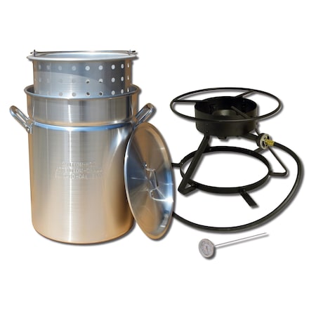King Kooker Outdoor Cooker, 54K BTU, 50qt Aluminum Pot, Steam Basket 5012